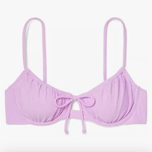 New Wild Fable Women’s Shirred Bikini Top Light Purple Sparkle Size XXS NWT